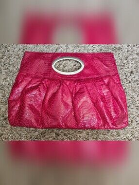 Express Faux Leather Purse Medium Clutch Burgundy Snake Skin bag snakeskin red